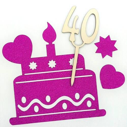 Cake Topper Tortendekoration Holz 40. Geburtstag Tortenstecker Torte Deko Kuchenstecker Tortendekoration DIY