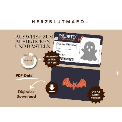 Gruselausweis als Mitgebsel Halloweenparty - DIY Halloween Projekte für Kinder an der Halloweenparty |  Kinderparty |