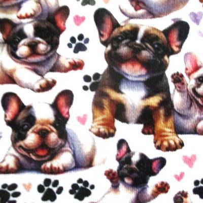Baumwolljersey Hunde, Pfoten weiß Oeko-Tex Standard 100(1m/14,-€)