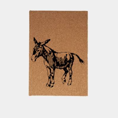 Notizbuch "Esel" aus KORK mit Lesezeichen, Hardcover A5 mit 96 Blatt, 80 g/qm, gepunktet.