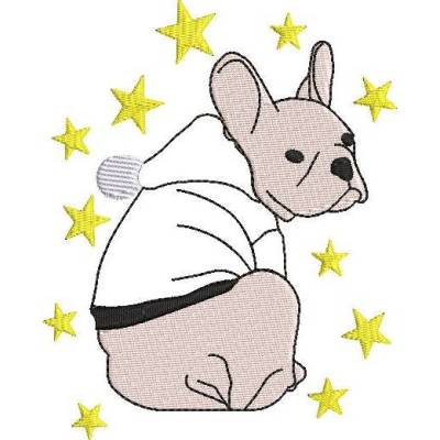 Stickdatei Französische Bulldogge Weihnachten – Vollstick & Applikation, 3 Größen