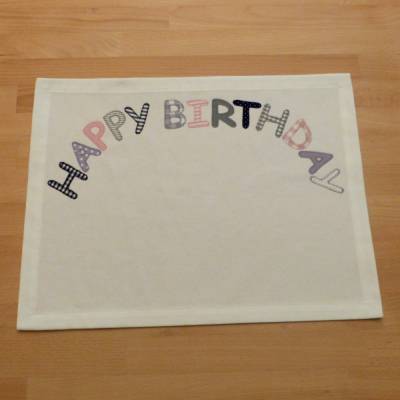 Tischset, Platzset "Happy Birthday" aus Biobaumwollstoffen genäht, Handarbeit
