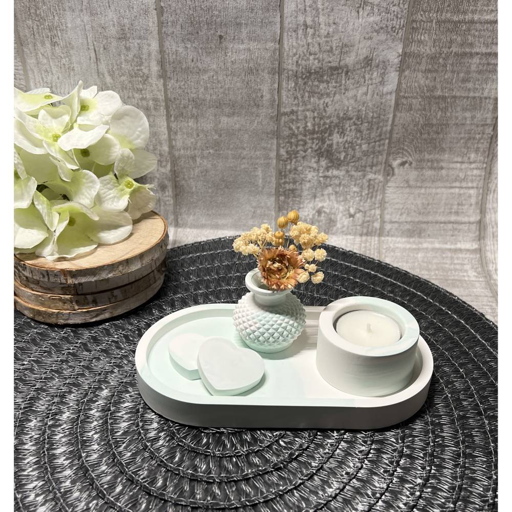 Raysin Deko Set, Tischdeko ganzjährig, Dekoration Wohnzimmer, Dekotablett Raysin, Dekoteller dekoriert, Deko modern