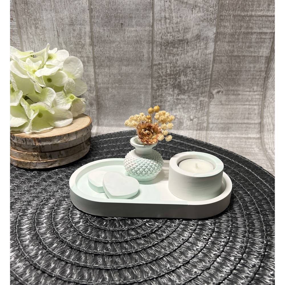 Raysin Deko Set, Tischdeko ganzjährig, Dekoration Wohnzimmer, Dekotablett Raysin, Dekoteller dekoriert, Deko modern
