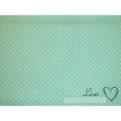0,80m RESTSTÜCK Stoff Baumwolle Punkte weiß auf türkisgrün / aqua green 1,5mm