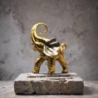 Vintage vergoldeter Keramik Elefant von Valle d'Oro Patchi – Boho Deko 80er Jahre