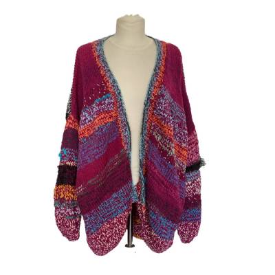 Strickjacke bunt, Einzelstück, loosefit M/L, Künstlerjacke, extravagant, Kimono