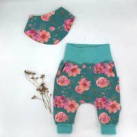 VERSANDFERTIG! Zweiteiliges Neugeborenenset ROSE Gr.62 aus  Sommersweat Handarbeit von zimtblüte