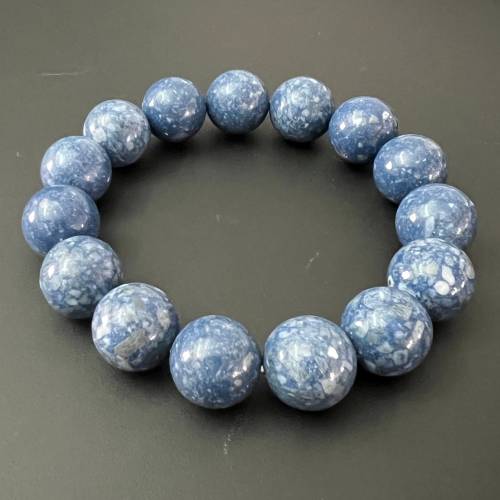 Armband Schaumkoralle, blau, gefärbt, 14 mm - S43