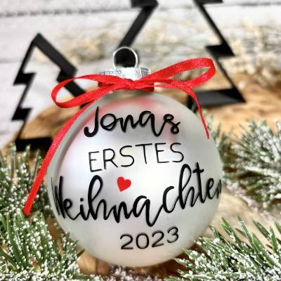Christbaumkugel | Babys erstes Weihnachten | First Christmas | Weihnachtskugel 8 cm personalisiert | Geschenk