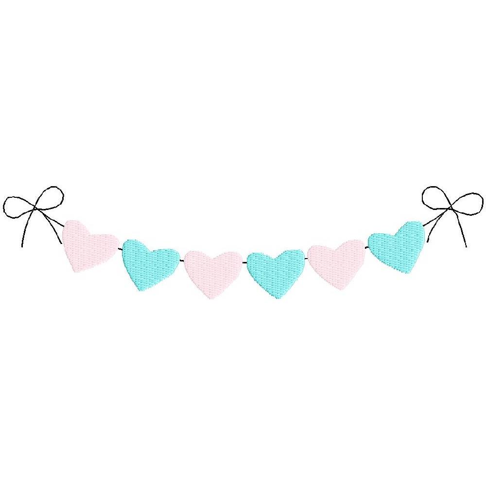 Stickdatei Herz Wimpelkette in vier größen ab dem 10cm x 10cm rahmen wimpel Bild 4