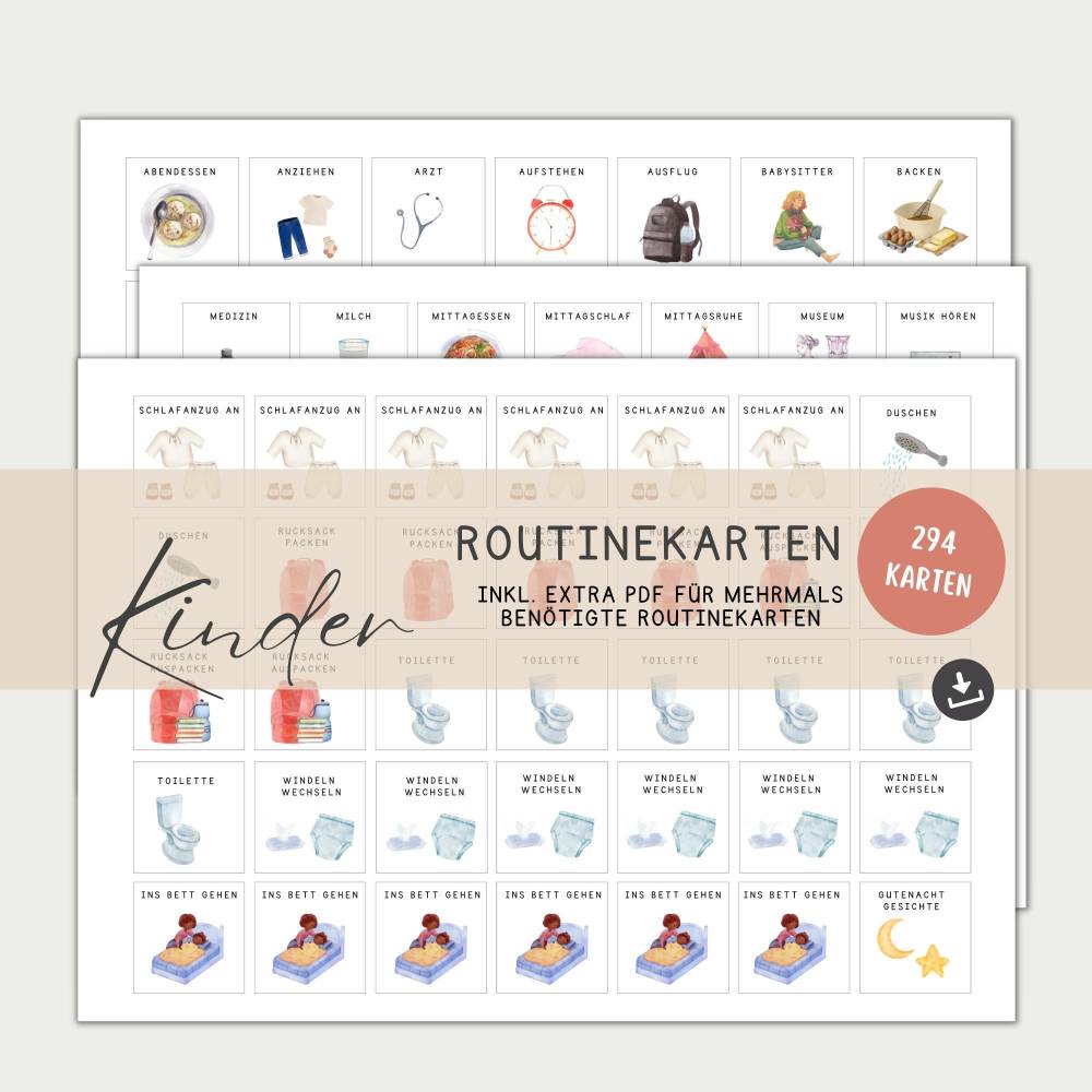 Wochenplan Kinder, Routinekarten Karten Kinder, Montessori A4 + A3  , PDF sofort Download zum Ausdrucken Bild 1