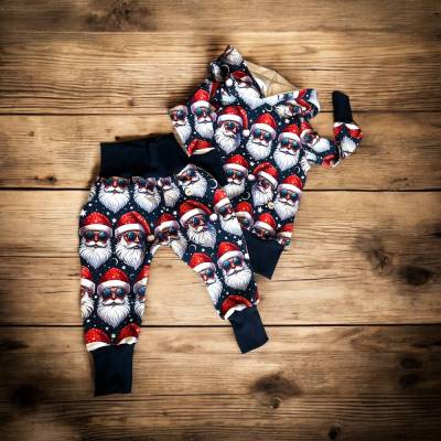 Baby Outfit Weihnachten Pumphose Winter Weihnachtspullover Kinder coole Hipster Nikoläuse Hose und Kapuzenpullover Set