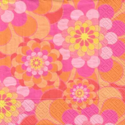 20 Lunchservietten Flower Power, mit 60er / 70er Retroblüten