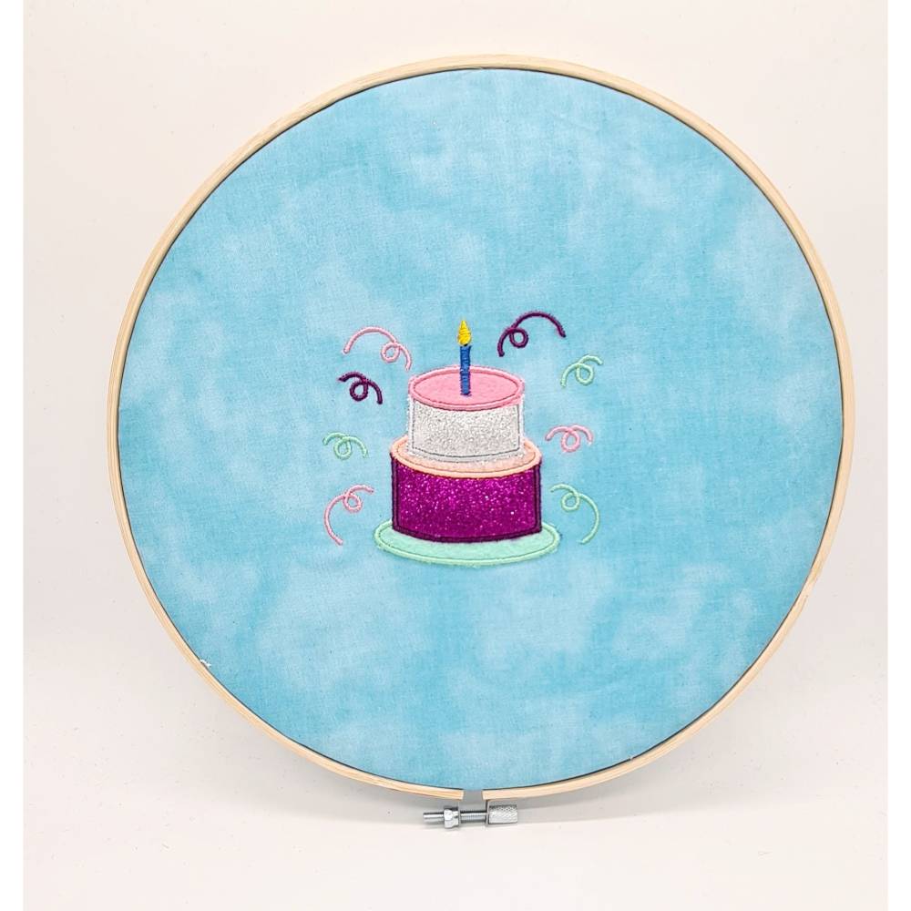 Stickdatei Torte Geburtstag Applikation 3 Größen Bild 1