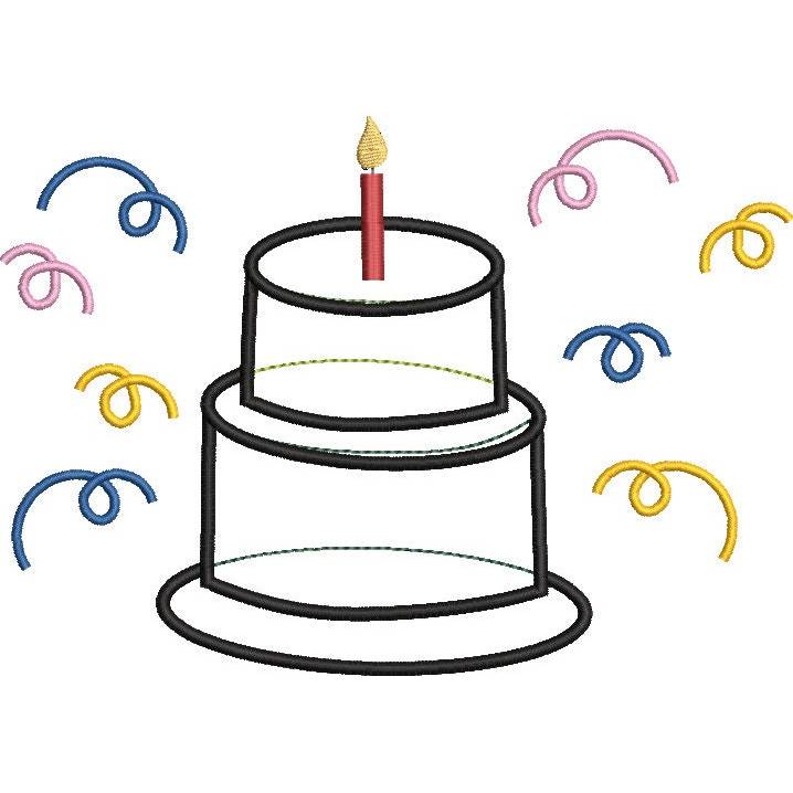 Stickdatei Torte Geburtstag Applikation 3 Größen Bild 4