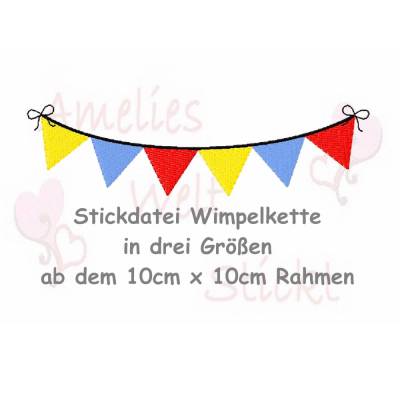 Stickdatei Wimpelkette in drei größen wimpel ab dem 10cm x 10cm rahmen