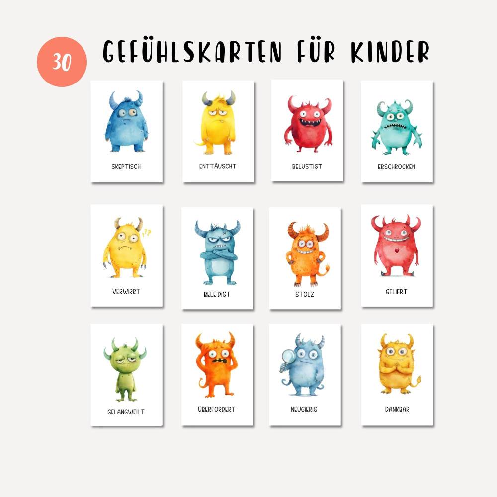 Gefühlskarten Kinder, Gefühle Kinder, Montessori Lernmaterial, Gefühle Set, Gefühlsrad für Kinder, Lernposter Gefühle, d Bild 3