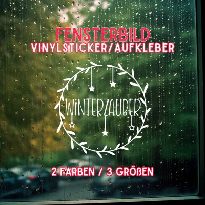 Fensterdeko Schriftzug Winterzauber Weihnachten Fensterbild Weihnachtsdekoration Sticker 2 Farben 3 Größen