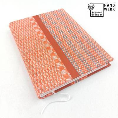 Notizbuch, DIN A5, rostrot orange, Bullet Journal, Grubentuch Unikat