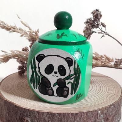 Milchzahndose Zahndose bemalt mit Panda, Schatzdose handbemalt mit Wunschtext