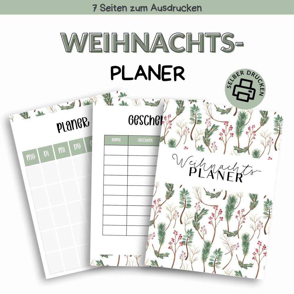 Weihnachtsplaner deutsch A4 | Druckvorlage für Weihnachten zum Selberdrucken | Planer für Weihnachten Bild 1