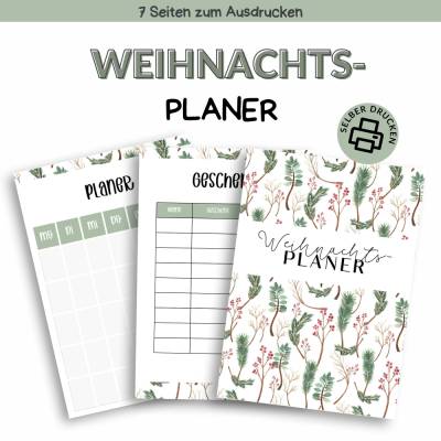 Weihnachtsplaner deutsch A4 | Druckvorlage für Weihnachten zum Selberdrucken | Planer für Weihnachten