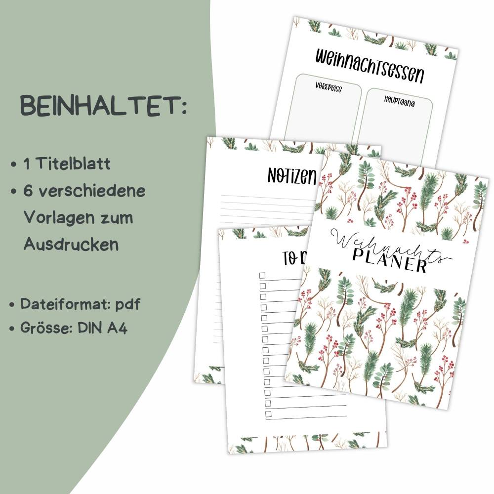 Weihnachtsplaner deutsch A4 | Druckvorlage für Weihnachten zum Selberdrucken | Planer für Weihnachten Bild 2