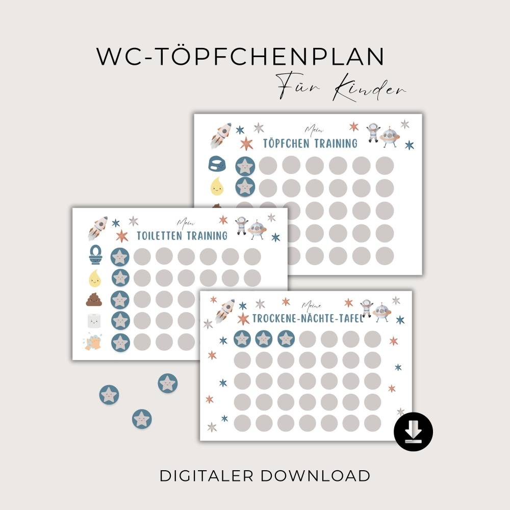 Töpfchen Training Kleinkind Toilettentraining Lernhilfe sauber werden Verstärkerplan PDF Download zum ausdrucken Bild 1