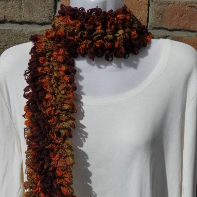 gestrickter Schal - Schlaufenschal - Beige-Orange-Brauntöne - Länge ca. 138 cm