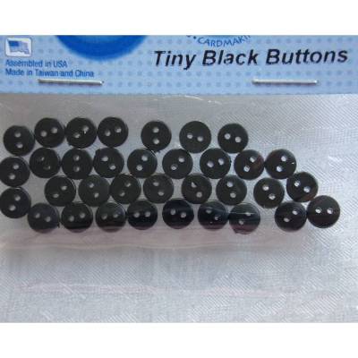 Dress it up Knöpfe     klein und rund      (1 Pck.)    Tiny Black Buttons     Kinderknöpfe