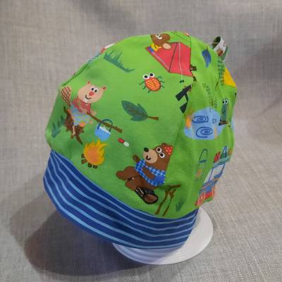 Wende-Beanie KU 47-50cm, Wendemütze, 2-in-1 Mütze mit Bündchen, doppellagige Mütze,