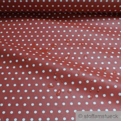 Stoff Baumwolle Acryl Punkte klein zimt weiß beschichtet wasserabweisend