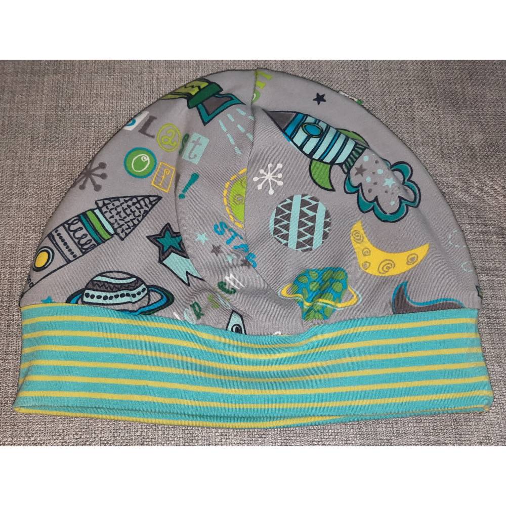 Wende-Beanie KU 47-50cm, Wendemütze, 2-in-1 Mütze mit Bündchen, doppellagige Mütze, Bild 5