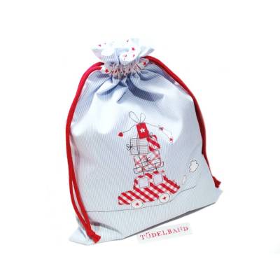 Turnbeutel Kinderturnbeutel ...kleines Geschenkeauto... hellblau...rot... Stoffbeutel...Wäschesack...Nikolausbeutel
