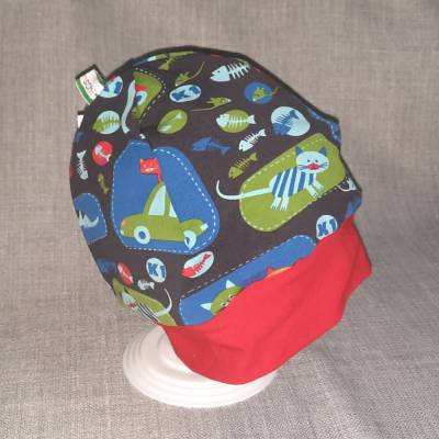 Wende-Beanie KU 47-50cm, Wendemütze, 2-in-1 Mütze mit Bündchen, doppellagige Mütze,