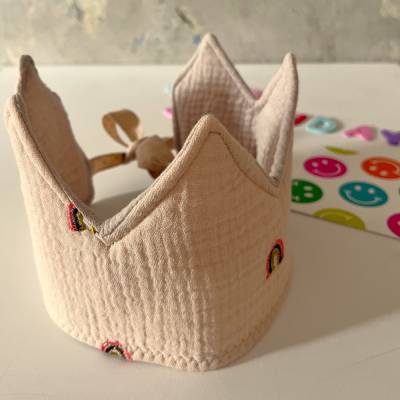 Kinderkrone REGENBOGEN aus Musselin zum Geburtstag oder Verkleiden für Prinz und Prinzessin zimtblüte