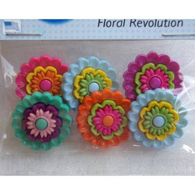 Dress it up Knöpfe  bunte Blumen  (1 Pck.)    Floral Revolution