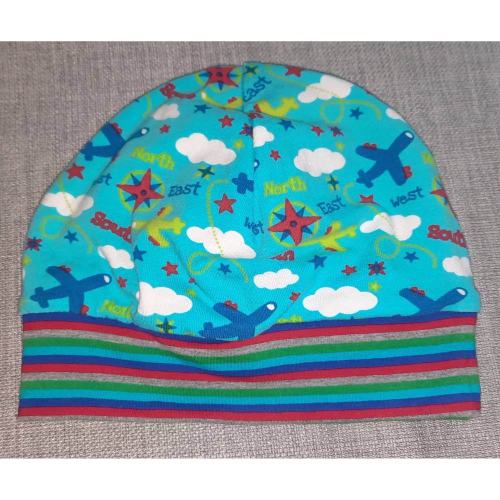 Wende-Beanie KU 43-46cm, Wendemütze, 2-in-1 Mütze mit Bündchen, doppellagige Mütze Bild 6