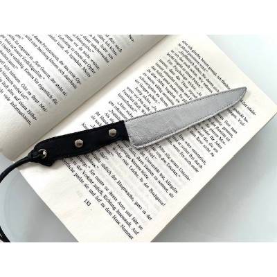 Krimi-Lesezeichen Messer aus Leder