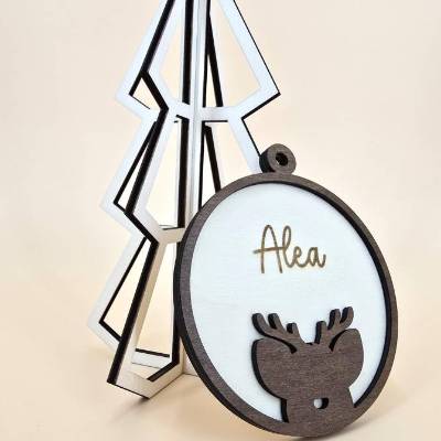 Personalisierter Geschenk Anhänger Weihnachtsbaum Holzanhänger Christbaum Tannenbaum Weihnachtskugel mit Name
