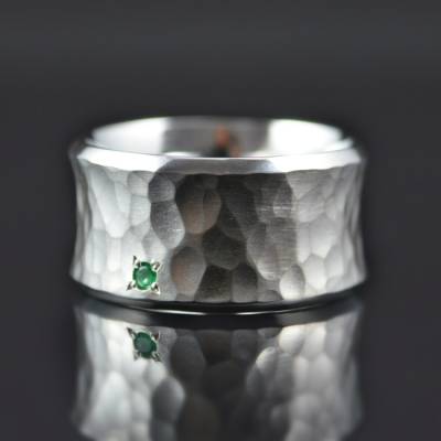 Ring "Concave Smaragd" Silber