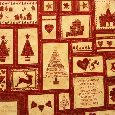 Patchworkstoff Weihnachtspanel Magic Moments of Christmas rot
