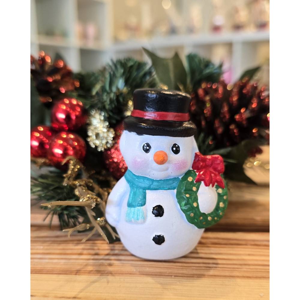 Weihnachtsdeko aus Keramik - Schneemann 2