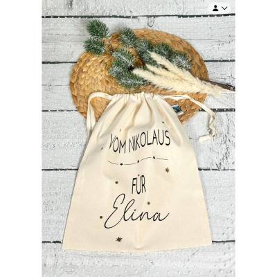 Nikolaussäckchen Säckchen VOM NIKOLAUS personalisiert Baumwollsack Weihnachtssack Geschenkesäckchen