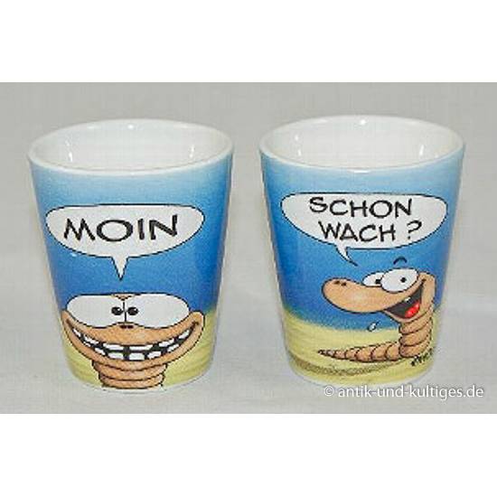 Lustiger Eierbecher Moin Wattwurm Willi – 2er Set Maritime Porzellan Deko von Hösti