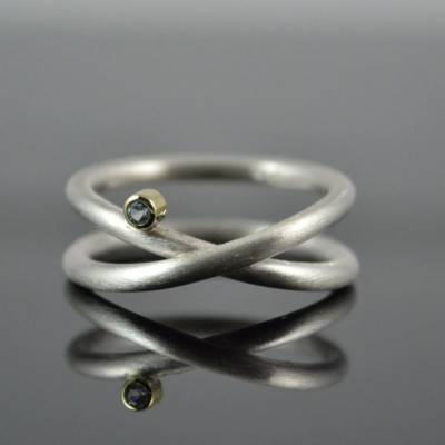 Silber-Ring "Unendlich" 925er Silber 585er Gelbgold Topas