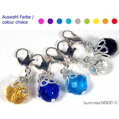 Anhänger Charm, Krönchen Perlkappe, Farbe Auswahl, gelb, royalblau,black, by BuntMixxDESIGN
