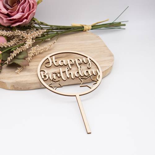 Caketopper Happy Birthday –  Kuchenaufsatz für Geburtstage & Partys