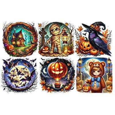 Bügelbilder Bügelmotiv Halloween Monster Krähe Katze Rabe Kürbis Mumie Junge Mädchen Höhe 20cm